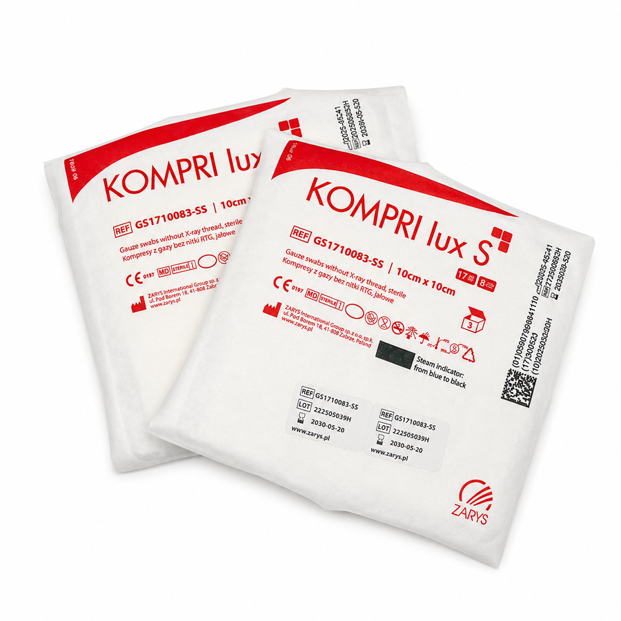KOMPRI LUX S sterila gaskompresser 10 × 10 cm, 1 sterilförpackning