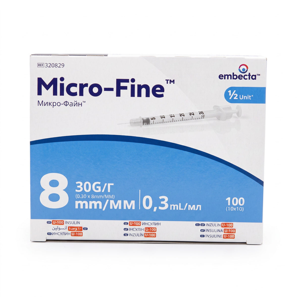 Embecta Micro-Fine U-100 0,3 ml 30G × 8 mm, 100 st