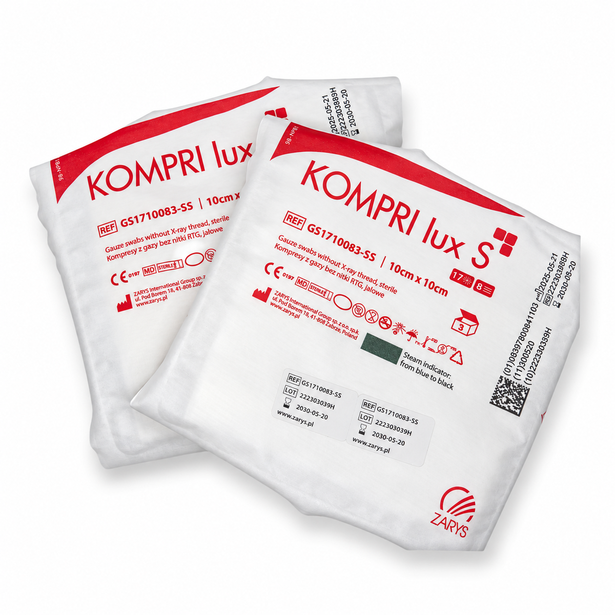 KOMPRI LUX S sterila gaskompresser 10 × 10 cm – 10 sterilförpackningar