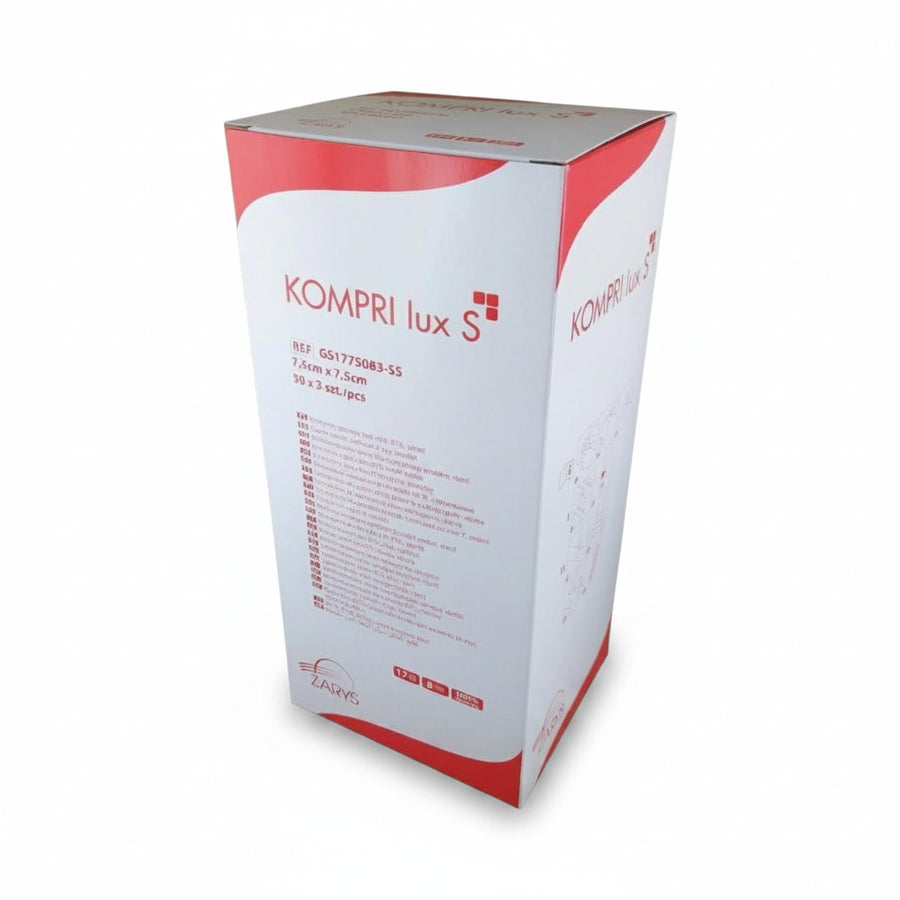 KOMPRI LUX S sterila gaskompresser 7,5 × 7,5 cm, 50 sterilförpackningar