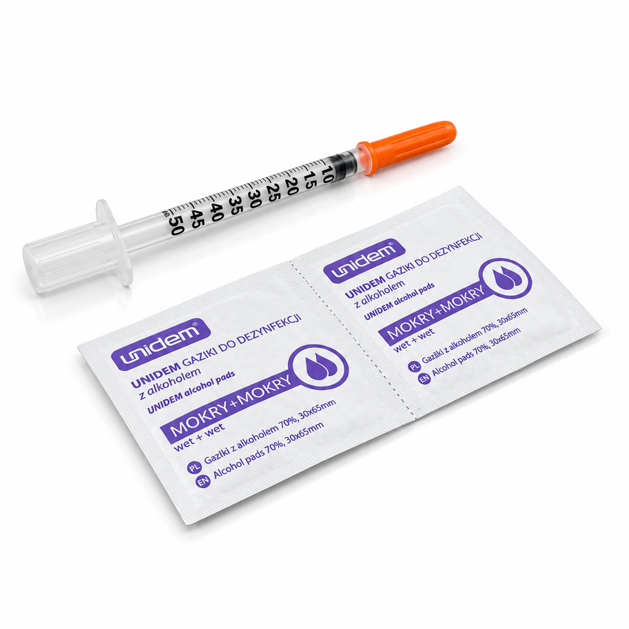 Insulinpaket U-100 0,5 ml – 10 sprutor + 10 alkoholservetter