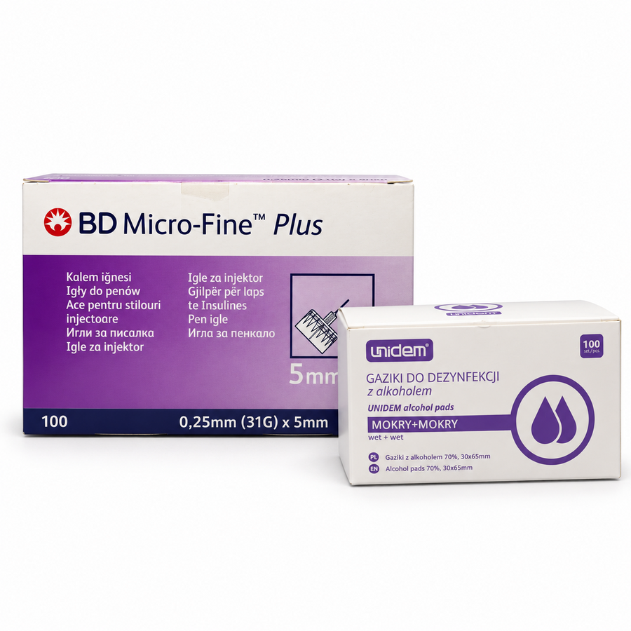 BD Micro-Fine Plus 31G × 5 mm, 100 st med UNIDEM alkoholservetter 100 st